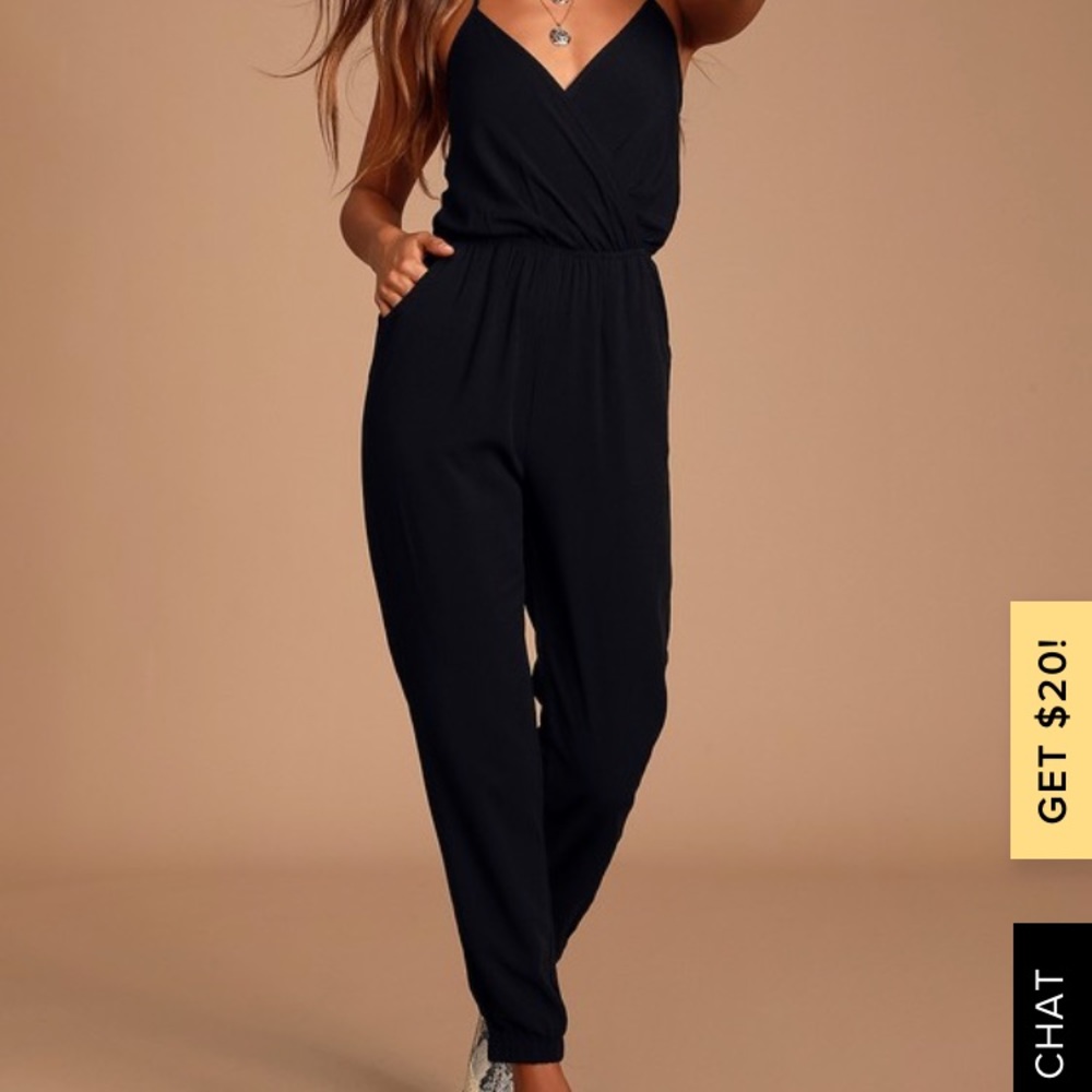 Lulu’s Learning to Fly Black Jumpsuit XS EUC